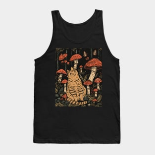 Retro goblincore fungi 80s 90s Cat And Mushroom Lovers Tank Top